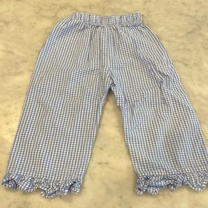 Smocked South blue gingham ruffle pants